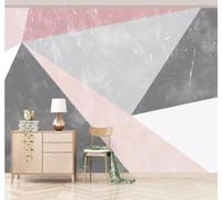 XLMING Minimalista Abstracto Rosa Gris Geométrico Papel Pintado 3D Seda De Lujo Pared Estudio Comedor Sofa Dormitorio Madera Salon Tv Decorativo-250cm×170cm