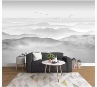 XLMING Minimalista Blanco Y Negro Tinta China Paisajes 3D Papel Pintado Tapiz Textura de Seda Oficina Comedor Sofá Dormitorio Sala Estar TV Fondo Pantalla-250cm×170cm