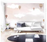 XLMING Minimalista Dibujo A Mano Globo Aerostático Cielo Nubes Papel Pintado 3D Seda De Lujo Pared Estudio Comedor Sofa Dormitorio Madera Salon Tv Decorativo-150cm×105cm