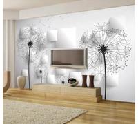 XLMING Minimalista Tridimensional Blanco Y Negro Diente De León Cuadrado 3D Papel Pintado Lujo Casa Sala Decoración Estar Comedor Sofá Dormitorio TV Fondo de Pared-430cm×300cm