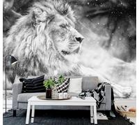 XLMING Minimalista Tridimensional Dibujado A Mano En Blanco Y Negro León Papel Pintado 3D Seda De Lujo Pared Estudio Comedor Sofa Dormitorio Madera Salon Tv Decorativo-300cm×210cm