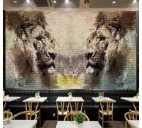 XLMING Nostalgia Pared De Ladrillo Grafitis Arte León 3D Papel Pintado Lujo Casa Sala Decoración Estar Comedor Sofá Dormitorio TV Fondo de Pared-200cm×140cm