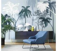 XLMING Retro Dibujado A Mano Tropical Plantas Palmeras 3D Papel Pintado Tapiz Textura de Seda Oficina Comedor Sofá Dormitorio Sala Estar TV Fondo Pantalla-430cm×300cm