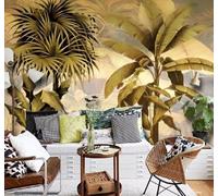 XLMING Retro Tropical Plantas Plataneros Palmeras 3D Papel Pintado Pared Premium Textura Seda Estudio Comedor Vinilos Dormitorio Sofás TV Cocina-300cm×210cm