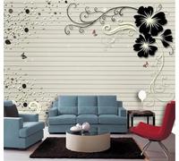 XLMING Romántico Tridimensional Negro Flores Mariposas 3D Papel Pintado Lujo Casa Sala Decoración Estar Comedor Sofá Dormitorio TV Fondo de Pared-250cm×170cm