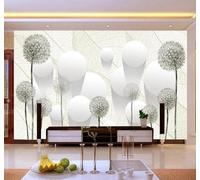 XLMING Tridimensional Diente De León Esferas Hojas Texturas 3D Papel Pintado Pared Premium Textura Seda Estudio Comedor Vinilos Dormitorio Sofás TV Cocina-350cm×256cm