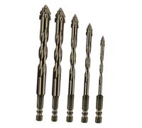 XLWLLNJ Broca Excéntrica de Cuatro Ranuras, Repuesto para Cemento Y Vidrio, Versátil, Estable, con Vástago Hexagonal Profesional, 5 Uds.