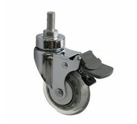 XLWLLNJ Rueda Médica Giratoria Rodaja Industrial Rueda para Carrito Rueda con Bloqueo con Soporte de Acero Resistente y Rodamientos de Doble Bola para, 3IN-A, Cromado M12 Giratorio-A
