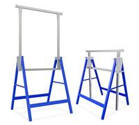 XMTECH Juego de 4 soportes para andamios, altura regulable, 80 - 131 cm | Pernos de seguridad con recubrimiento en polvo, protección de pinzas, ahorro de espacio, almacenamiento interior, jardín