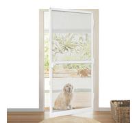 XMTECH Mosquitera profesional para puerta con protección contra insectos hasta 120 x 240 cm con tela de fibra de vidrio, mosquitera para puerta 120 x 240 cm con marco de aluminio en blanco