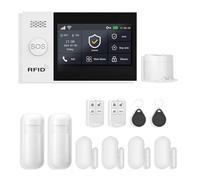 XNH 4.3'' Pantalla Táctil Alarm Kit de 12 Piezas, Sistema de Seguridad para el Hogar con Sirena de 120DB, Sensores de Ventana de Puerta, Detector de Movimiento, Controles Remoto, Compatible con Alexa