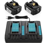 XNJTG Paquete de 2 baterías de 18V y 5,0 Ah para Makita de 18V con Cargador | Compatible con cargadores BL1860, BL1850, BL1850B, BL1845, BL1840, BL1835 y BL1830B; cargadores DC18RD, DC18RC y DC18RA