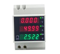 Xnuiasqe D52-2058 Vatímetro de Carril DIN, Medidor de Corriente y Voltaje, Medidor de Factor de Potencia Digital, CA 80-300 V, Medidor Multifunción de KWh y Hz, 0-100 A, B