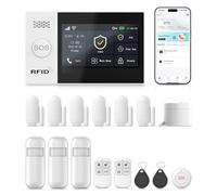 XNY 4.3 Pulgadas Pantalla Táctil Alarmas para Casa,WiFi/4G Alarma Casa Inalámbrica, Sistema de Alarma con Sirena, 16 Piezas: Detector de Movimiento, Sensores de Puertas y Ventanas, Mando a Distancia