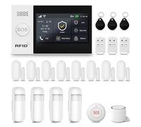 XNY 4.3 Pulgadas Pantalla Táctil Alarmas para Casa,WiFi/4G Alarma Casa Inalámbrica, Sistema de Alarma con Sirena, 21 Piezas: Detector de Movimiento, Sensores de Puertas y Ventanas, Mando a Distancia