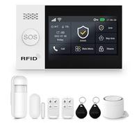 XNY 4.3 Pulgadas Pantalla Táctil Alarmas para Casa,WiFi/gsm Alarma Casa Inalámbrica, Sistema de Alarma con Sirena, 8 Piezas: Detector de Movimiento, Sensores de Puertas y Ventanas, Mando a Distancia