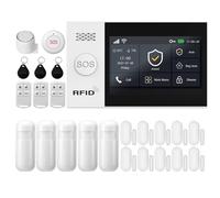 XNY 4.3 Pulgadas Pantalla Táctil Alarmas para Casa,WiFi/gsm Alarma Casa Inalámbrica, Sistema de Alarma con Sirena, 24 Piezas: Detector de Movimiento, Sensores de Puertas y Ventanas, Mando a Distancia