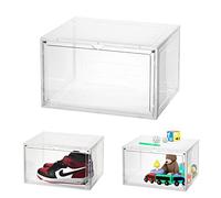 xocome Caja de zapatos, Cajas de zapatos transparentes apilables, Cajas de zapatos transparentes plegables, Armario de zapatos de plástico para guardar zapatos hasta 36 x 29 x 22 cm