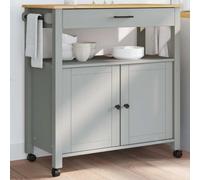 Xolmizyn Carro de cocina Monza de madera de pino, carrito de servir con cajón y 2 puertas, carrito con ruedas para cocina y salón, 84 x 40 x 88,5 cm