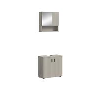 xonox.Home - Combinación de baño Mone 60 x 180 x 30 cm en imitación de Cachemira - Juego de 2 Piezas Compuesto por Armario bajo Lavabo y Armario con Espejo - Solución Ideal para baños pequeños