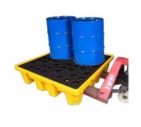 XPLKQXE Plataforma Modular para 1/2 Bidón, Tarima De Polietileno A Prueba De Fugas con Rejilla De Drenaje, Bandeja Apilable para Bidones De Aceite Industriales(33x33x5.8cm)