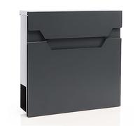 XPOtool Buzón de Pared Antracita V61 de Acero galvanizado con Soporte para periódicos, Recubrimiento en Polvo, Ranura de inserción con Tapa, Cerradura y Dos Llaves