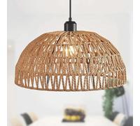 XQIDIANAA Lámpara Colgante De Jaula De Ratán Tejida A Mano Estilo Boho De 11,81 Pulgadas, Grande, Negra Mate, Ajustable, Estilo Rústico, Ideal Para Comedor, Sala De Estar, Cocina Y Pasillo.