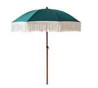 XQJLBZA Sombrilla de Jardín Ø180 CM con Flecos, Protección UV50+, 8 Varillas Sombrilla Playa para Balcón, Piscina, Terraza y Patio
