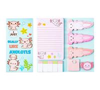 Xqumoi Just Really Like Axolotl - Juego de notas adhesivas, 550 hojas, con forma de pez caminando mexicano, con forma de pez, pestañas divisoras, paquete de blocs de notas para escribir, marcadores de