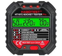 Xrten Comprobador de Enchufe, 90-250 V Comprobador de Toma Eléctrica, Detector de Polaridad, Probador de Salida con Pantalla LCD, para Pruebas de Zócalo Inspecciones de Seguridad (Negro)