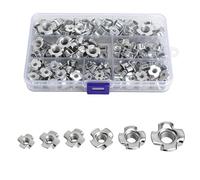 XRVRILE 160 Piezas Tuercas de Garra Surtido M3-M10, Tuerca de 4 Garras de Acero Galvanizado Como Inserto Roscado para Madera, Kit de Tuercas de Garra para Muebles Bricolaje Taller