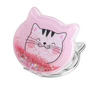 XRVRILE Espejo compactos de Bolsillo, Mini Gato Mano Espejo Maquillaje Doble Rosa para Viajes y acampadas (7 cm x 7,5 cm)