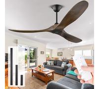 XSGDMN Ventilador de techo sin luz, Control Remoto del Ventilador de Techo de Madera Maciza al aire Libre, 6 Velocidades,Función Verano-Invierno