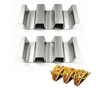 xtemtoamz Soporte para Tacos Acero Inoxidable, Porta Perritos Calientes Estante, Utensilio Cocina para Sándwiches Bandeja, Soporte para Salchichas, para Niños Familias Fiestas, 2 Piezas