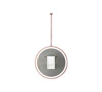 XTGDIEM Espejo De Baño Redondo con Barra Metal Colgante Luz LED (Marco Dorado), Iluminación Ajustable, Adecuado For Vestidores Entrada Y Decoración del Hogar (Barra Personalizable)(Rose Gold,80cm)
