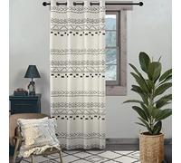 XTMYI Cortinas de Granja para Sala de Estar, Estilo casa de Campo Neutro, Cortinas Bohemias semiopacas para Dormitorio, Blanco Roto, Marfil, Crema y Negro, 84 Pulgadas de Largo