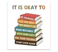 XTVVTODJXT It Is Okay To Feel Boho Classroom Decor My Feelings Educational Wall-Art Be Yourself Poster for Playroom School Counselor Office(Framed,08x12inch(20x30cm))