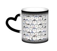 XTXGBT Bonita taza de café de cerámica con diseño de pingüino que cambia de color con asa de corazón para el hogar, oficina, mujeres y hombres, regalo - 34