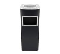 XUANYU Juego de 1 o 2 cubos de basura de 30 litros con cenicero, cenicero de pie, para exterior, cubo de basura extraíble de acero inoxidable, redondo/rectangular (negro, 1 unidad, rectangular 24 × 24