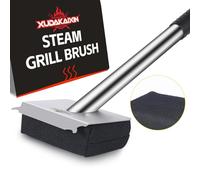 XUDAKAIXIN Cepillo de Parrilla sin cerdas, Almohadilla única de Sarga de Fibra de aramida Cualquier Parrilla/Plancha Plana, Cabezal de Limpieza de raspador reemplazable para Barbacoa,