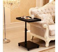 XUDREZ Mesa auxiliar ajustable en forma de C con 4 ruedas giratorias de 360°, mesa auxiliar para sala de estar, dormitorio, sofá, bañera, mesita de noche, lactancia (negro)