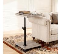 XUDREZ Mesa auxiliar ajustable en forma de C con 4 ruedas giratorias de 364°, mesa auxiliar para sala de estar, dormitorio, sofá, bañera, mesita de noche, lactancia