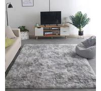 XUEDNGM Alfombra de Pelo Largo 180 x 220 cm Unicolor Lavable Suave, Parte Inferior Antideslizante, Antideslizante Alfombra Moderna Mullida Alfombras de Salon Lavable para Salón, Gris Claro