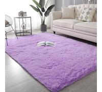 XUEDNGM Alfombra de Pelo Largo 60 x 110 cm Unicolor Lavable Suave, Parte Inferior Antideslizante, Antideslizante Lavable Antideslizante Alfombra de Área para Salón, Morado