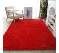 XUEDNGM Alfombra Salon de Habitacion 60 x 130 cm Unicolor Lavable Suave, Parte Inferior Antideslizante, Antideslizante Alfombra Dormitorio Antideslizantes para Salón, Rojo