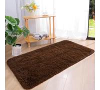 XUEDNGM Alfombras Dormitorio Modernas 80 x 200 cm Modernas Pelo Largo Lavables, Suave, Esponjosa, Antideslizante Alfombra Mullida Que No Se Desprende para Salón, marrón