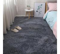 XUEDNGM Alfombras Dormitorio Modernas 84 x 92 cm Suaves de La Pelusa, Lavable y Antideslizante, Muy Suave Alfombra Antideslizante Esponjosa Alfombra Lavable para Salón, Gris