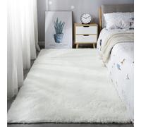XUEDNGM Alfombras Salón Alfombras Modernas 100 x 150 cm Modernas Pelo Largo Lavables, Suave, Esponjosa, Antideslizante Alfombra Suave Lavable Alfombras Mullidas de Interior para Salón, Blanco