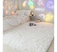 XUEDNGM Alfombras Salón Pelo Largo 70 x 120 cm Modernas Pelo Largo Lavables, Suave, Esponjosa, Antideslizante Lavable Antideslizante Alfombra Grande para Salón, Blanco