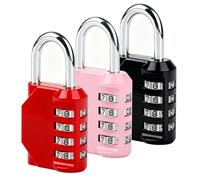 XUIIOSOOKP 3 Pcs candado taquilla Candado Combinacion 4 Digitos Metal